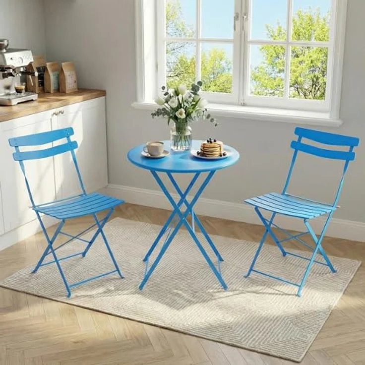 Bistroset 3-Teilig Mit Bistrotisch&2 Klappbaren Stühlen, Gartenmöbel Set – Bild 8
