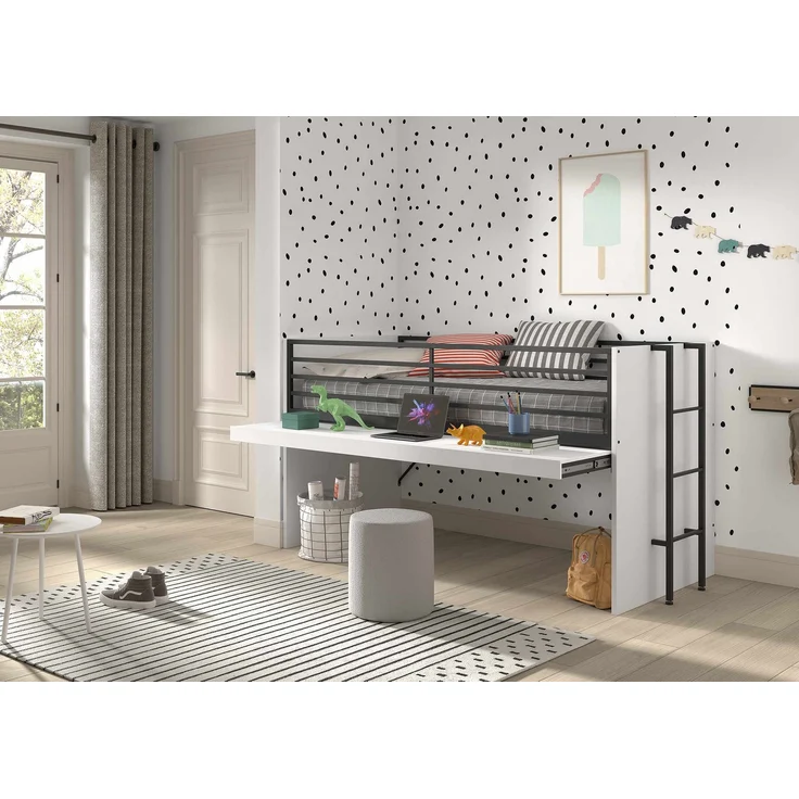 Halbhohes Bett mit Schreibtisch u. Regalen Sam 98 x 219 x 116.6 cm – Bild 3