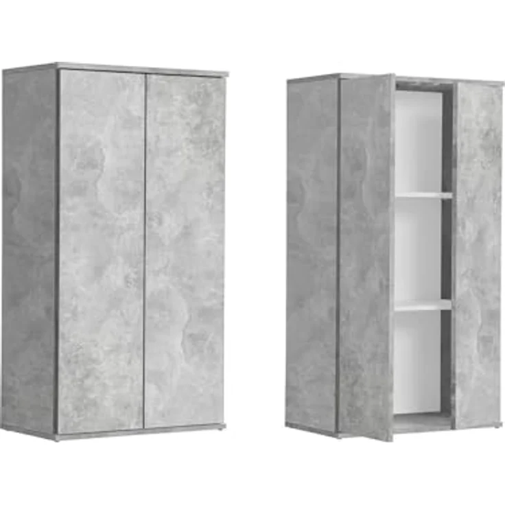 mokebo® Mehrzweckschrank 60 cm Breite mit Einlegeböden 'Der Schlanke', schmaler Schrank in Grau aus Holz, grifflose Öffnung, funktionaler Aktenschrank | Betonoptik – Bild 2