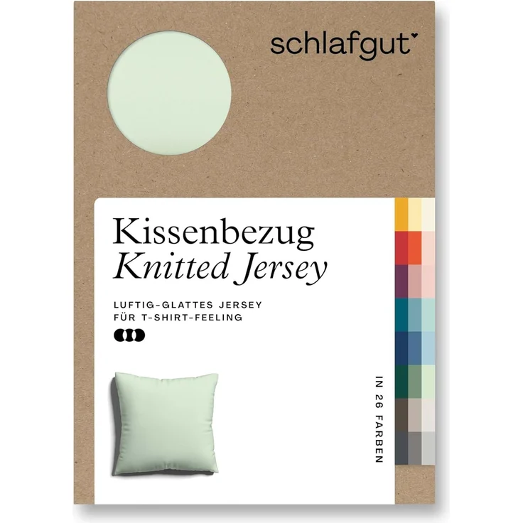 Schlafgut Kissenbezug Knitted Jersey aus Bio-Baumwolle mit Elasthan, bügelfrei, (1 Stück), besonders fein gestrickt, Kissenhülle mit farbigem Reißverschluss