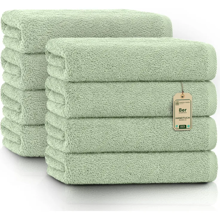 NatureMark Handtücher - Set mit 8 Stück – 100% Baumwolle, Weich & Saugfähig, Premium Qualität für Badezimmer, Spa und Fitness, 50 × 100 cm, Moosgrün