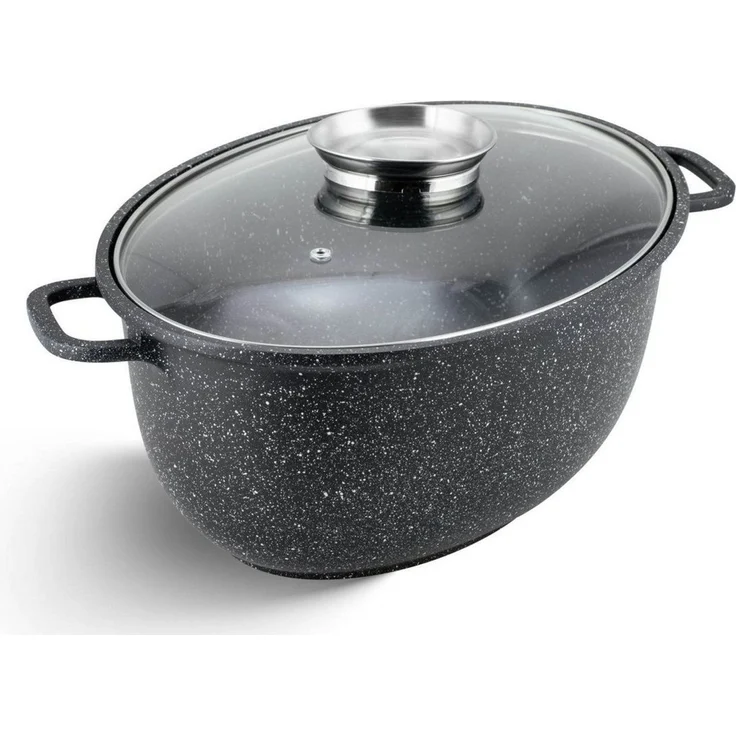 Edenberg Bräter Aluguss Bräter 8L Alugussbräter, Glasdeckel, Gänsepfanne, Gans Ente, Aluminium, Keramik (2-tlg, Zeitloses Design des Topfsets. Eine ideale Geschenkidee) – Bild 2