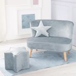 roba Bundle 'Lil Sofa' - Kindersofa - Kinderhocker in Sternform - Dekokissen - Hellblau / Sky