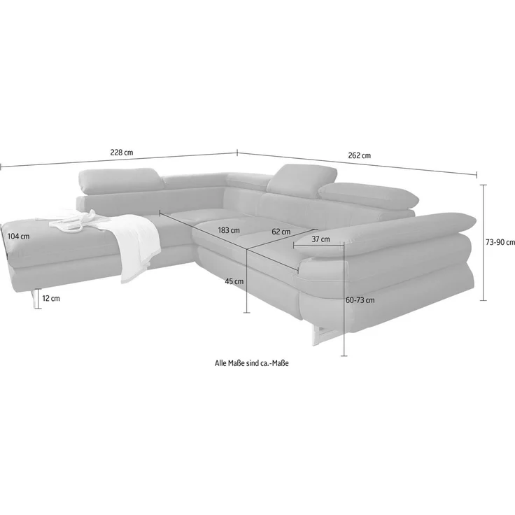 COTTA Ecksofa Solution L-Form, mit Arm- & Kopfteilverstellung, wahlweise mit Bettfunktion – Bild 3