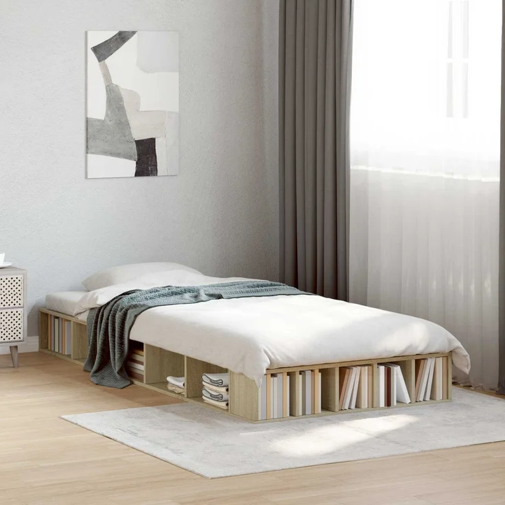 vidaXL Bettgestell mit Stauraum Sonoma-Eiche 80 x 200 cm Holzwerkstoff 3429550 – Bild 1