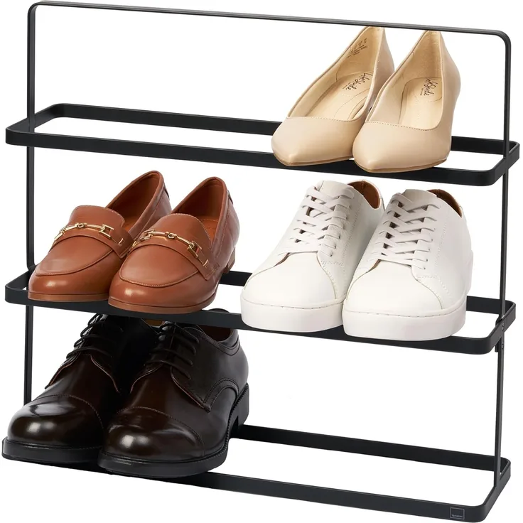 Yamazaki Schuhregal "Tower" aus Metall, schmal, tragbar 50x46x14cm, Schuhständer, Schuhablage, für 8 bis 9 Paar Schuhe, freistehend