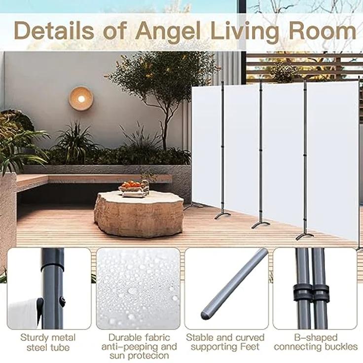 Angel Living Paravent Sichtschutz Balkonsichtschutz Paravent Raumteiler Trennwand (4 St), Garten Paravent 4 teilig, 324(B) x 50(T)x 169(H)cm – Bild 5