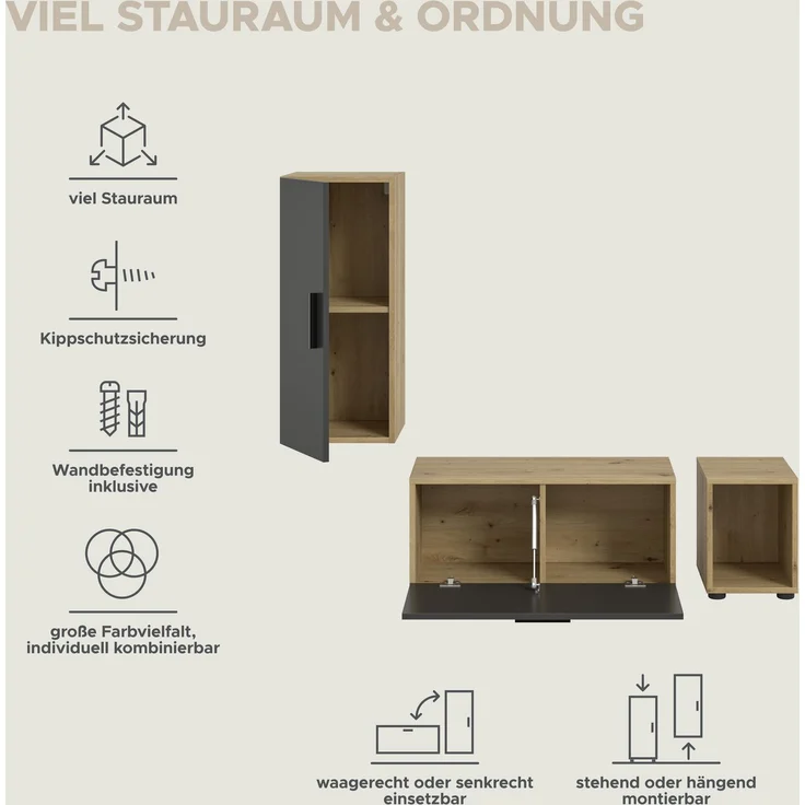 The One Wohnwand in Basalt grau Nachbildung – Bild 8