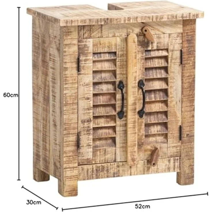 Massivholz Waschbeckenunterschrank Caribou, 52x60x30 cm, Ideal für jedes Bad – Bild 3