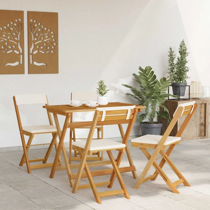 vidaXL Außen Bistro-Stühle 4 stk. Natur und Cremeweiß 42028097 – Bild 3