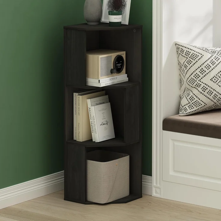 Furinno Econ 3-stufiges Freistehendes Eckregal-Bücherregal, Espresso – Bild 2