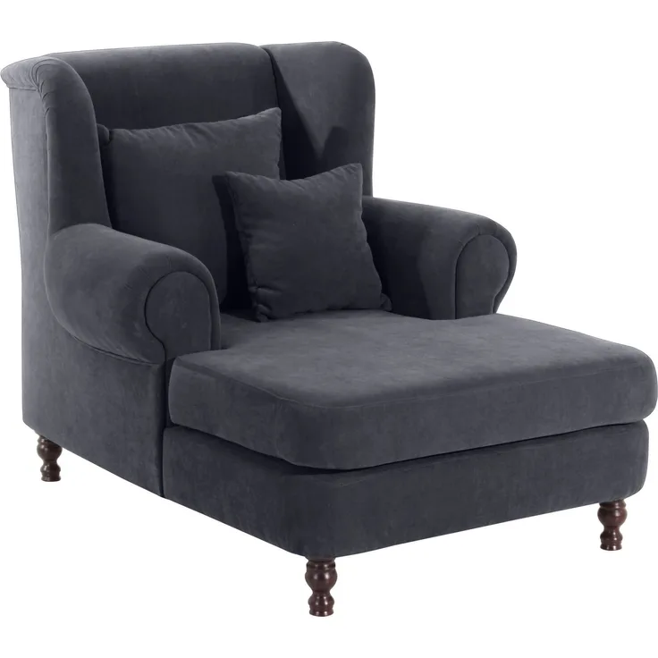 XXL Sessel Karley Bezug Veloursstoff Buche nussbaum dunkel / anthrazit 22146