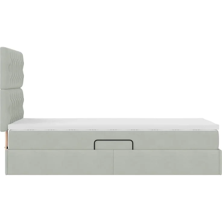 vidaXL Aufbewahrungsbett mit Matratze Hellgrau 90 x 190 cm Samt 3372057 – Bild 10