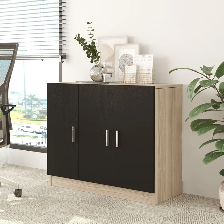 Skye Decor 'BEG5-OB' Mehrzweckschrank, Eiche / Schwarz, 89,1 x 73,8 x 38,1 cm