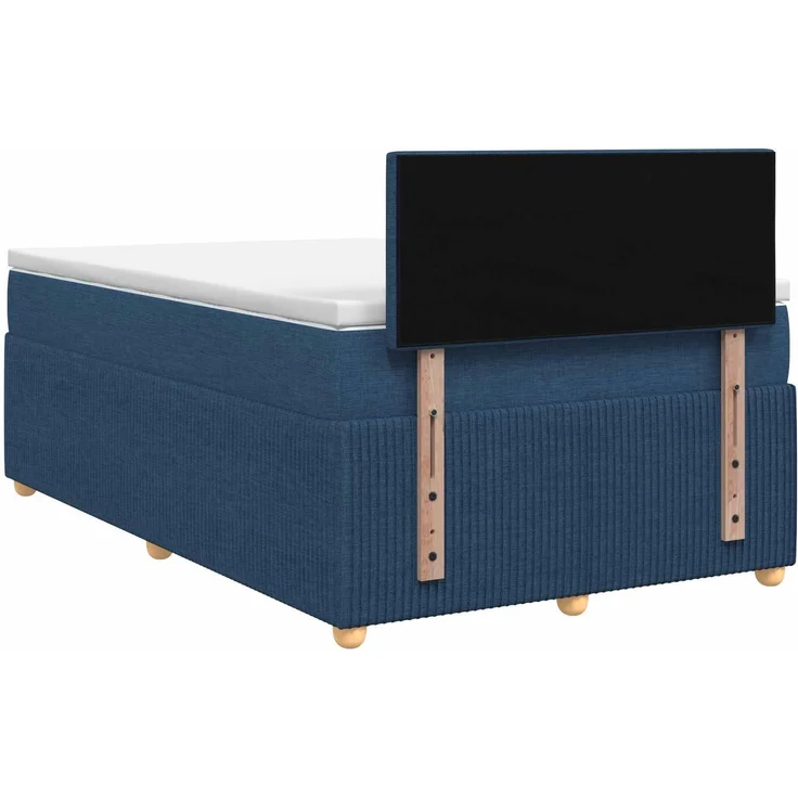 vidaXL Boxspringbett mit Matratze mit Kopfteil Blau 120 x 200 cm Stoff 3451446 – Bild 8