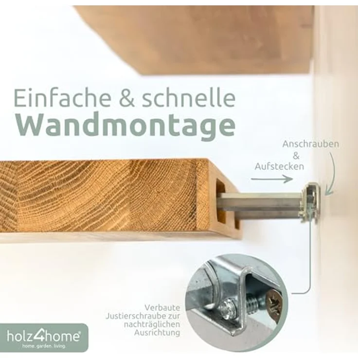 Wandregal / Regalbrett - Eiche natur - 40 x 22 x 4 cm – Bild 7