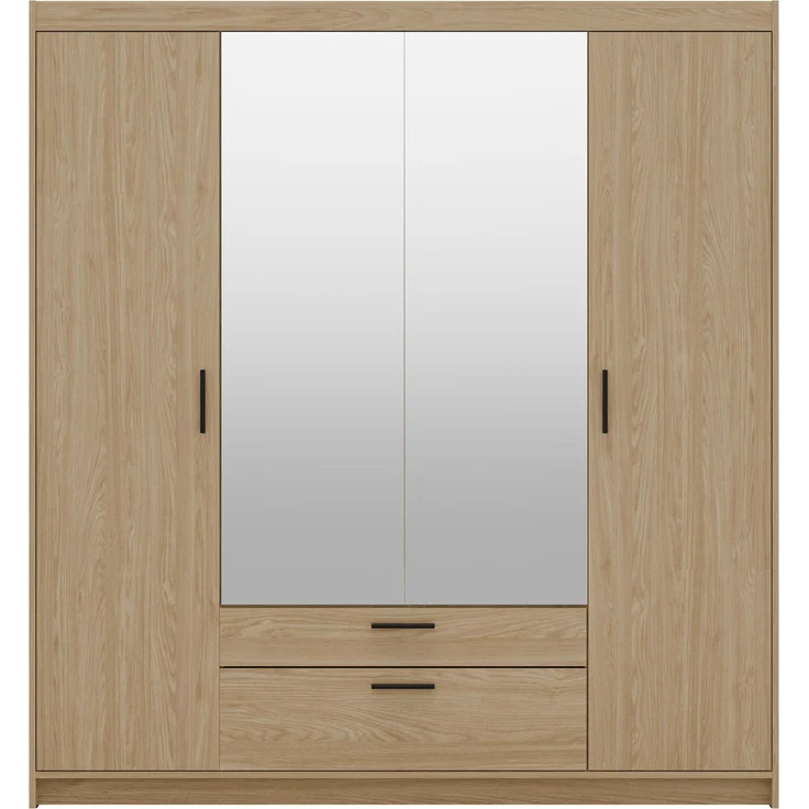 AX LIVING Geölte Eiche Kleiderschrank mit Spiegel Storicos 4T 176,3cm breit – Bild 2