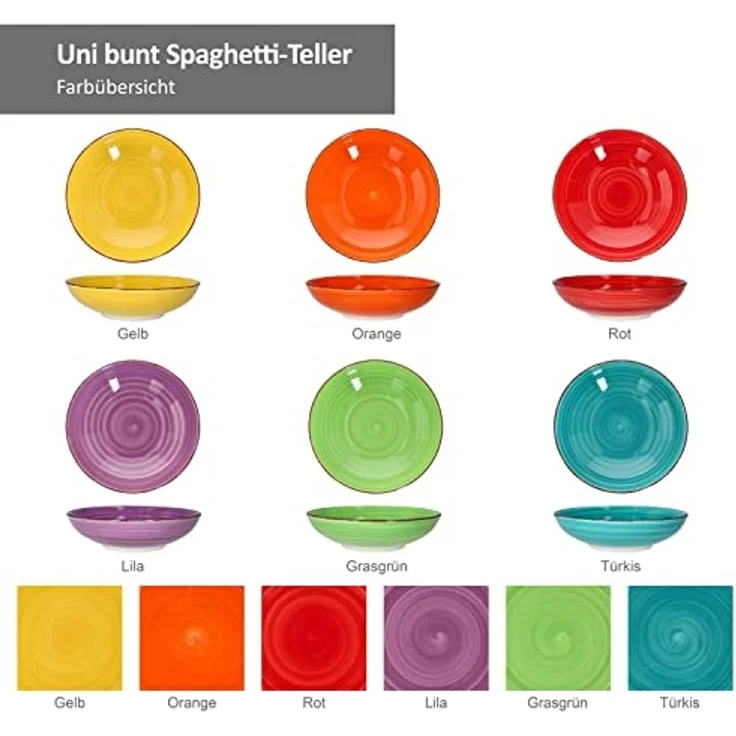 MamboCat Pastateller 6er Set Spaghettiteller Uni bunt - 24326746 – Bild 5