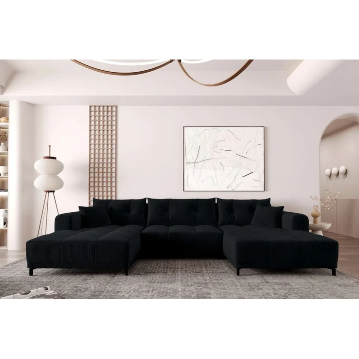 99rooms Massimo Wohnlandschaft Cordstoff POSO Schwarz mit Schlaffunktion – Bild 5