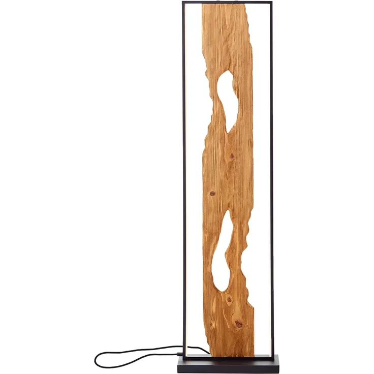 Brilliant LED Standleuchte 120cm Stehlampe Holz / Schwarz, LED Eckleuchte Aluminium/Metall/Holz, Lampe Wohnzimmer Stehlampe Modern Floor Lamp 1x LED integriert, 20W, Holzlampe, LED Corner Lamp