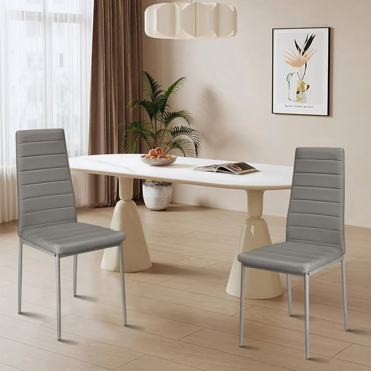 JEOBEST Esszimmerstuhl (2er-Set), Eleganter Stuhl mit hoher Rückenlehne, Kunstleder-Bezug, Polsterstuhl mit Metallbeinen – Bild 2