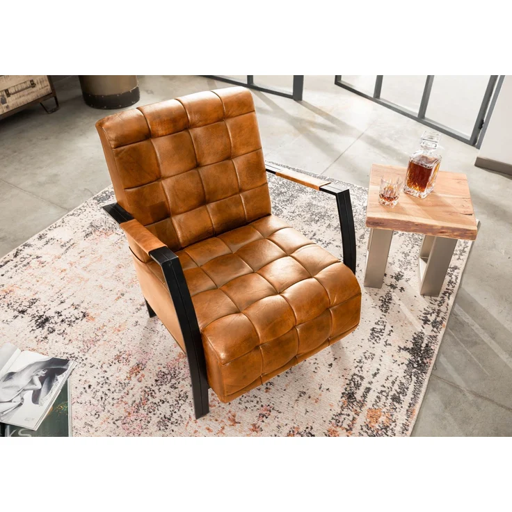 Sessel Echtleder 64x76x83 cognac IRON LABEL #13 – Bild 2