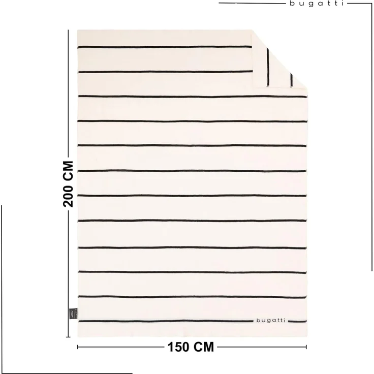 Bugatti Jacquard Decke wollweiß 150x200 – Bild 5