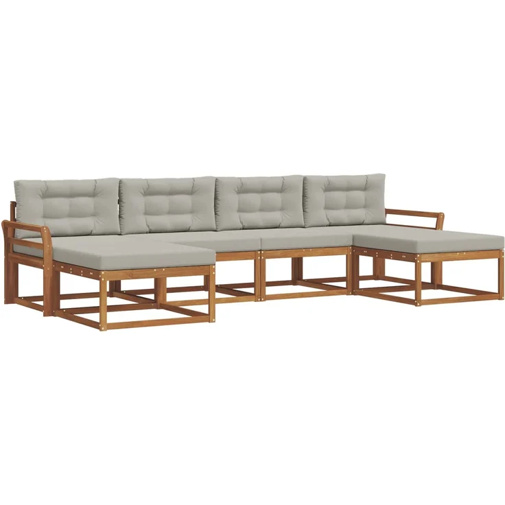 vidaXL Outdoor-Sofagarnitur 6 stk. 6-Sitzer Natur und Hellgrau 3367964 – Bild 2