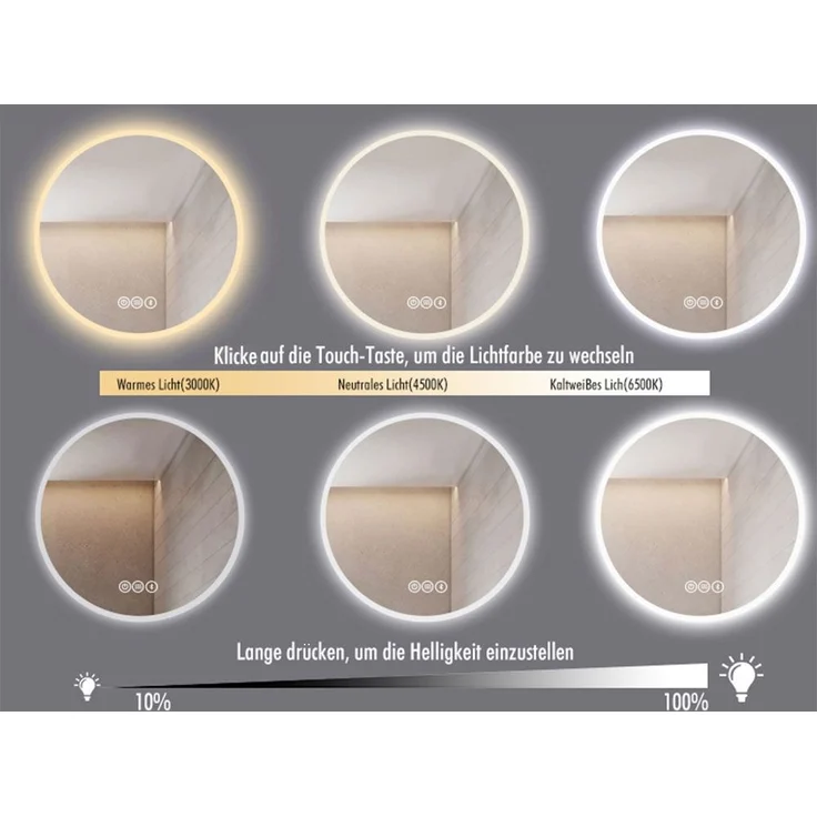 HOME DELUXE LED-Spiegel Rund SILA - 100 cm – Bild 8