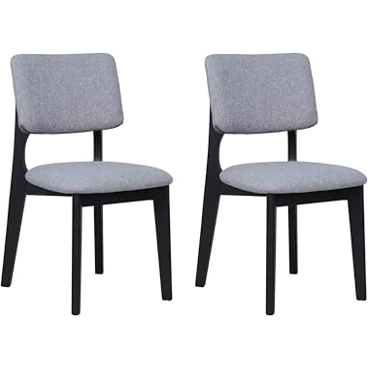byLIVING Esszimmerstuhl 2er Set ELSA/Webstoff grau/Gestell Massivholz schwarz/B 48, H 87, T 54 cm – Bild 1
