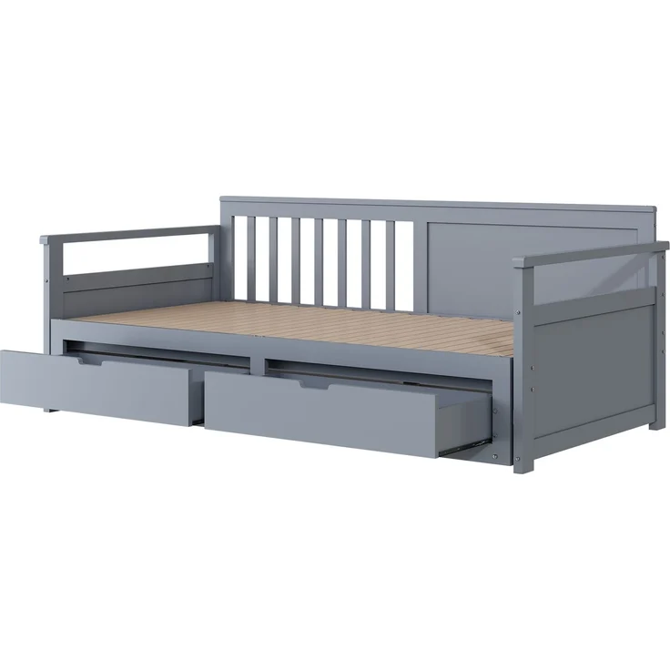 Novelux Multifunktionales Tagesbett 90x190 ausziehbar auf Doppelbett 180x190 mit Schubladen – Massivholz Kiefer Grau, Platzsparendes Gästebett & Kinderbett – Bild 6