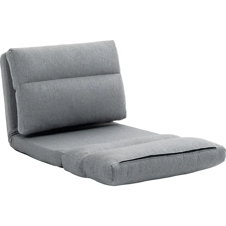 Wohnora-Sitzsack mit Bettfunktion, neigbare Lehne, klappbar, bis 120kg, 70 x 72 x 56 cm, Grau,H 56cm x T 70cm x B 72cm