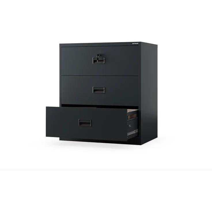 Jan Nowak Aktenschrank Metall abschließbar 102x90x60 cm mit 3 Schubladen | Vollauszug, Zentralverschluss, Kippschutz, Büro, Archiv, Homeoffice