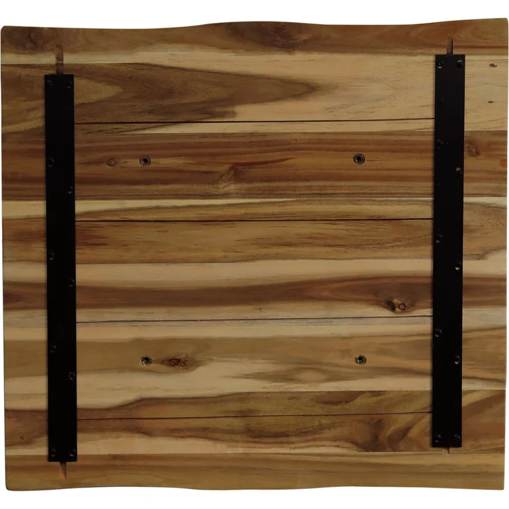 Bistrotisch Baumkante massiv 70 x 70 cm Akazie honigfarben Säulengestell schwarz IRIS 169367672 – Bild 3