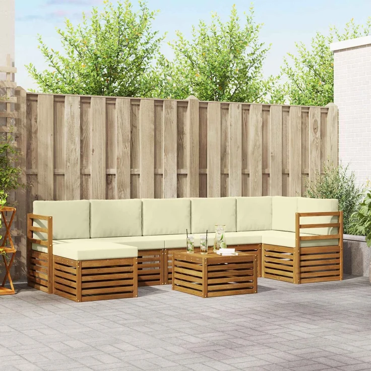 vidaXL Outdoor-Sofagarnitur 8 stk. 8-Sitzer Natur und Creme 3375190 – Bild 1