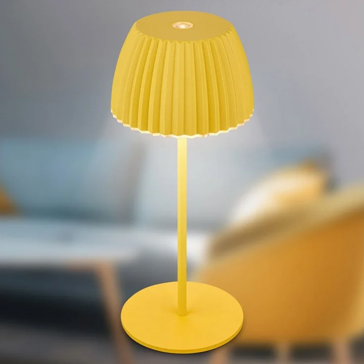 BRILONER - Riffle Mini LED Tischlampe kabellos IP44 mit Lichtkante, Touchdimmer, Akku tauschbar, Nachttischlampe, Leselampe, LED Lampe, Akku Lampe, German Design Award Winner 2025, 8,5x20 cm, Gelb – Bild 2