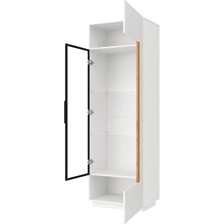 Vitrinenschrank 60x40x180 cm mit Glastür, LED-Beleuchtung und Hochglanzfronten – Weiß – Bild 4