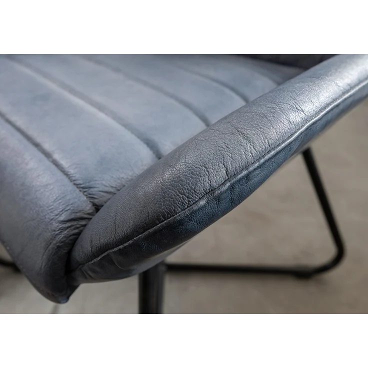 Stuhl Echtleder 59x68x93 blau IRON LABEL #15 – Bild 6