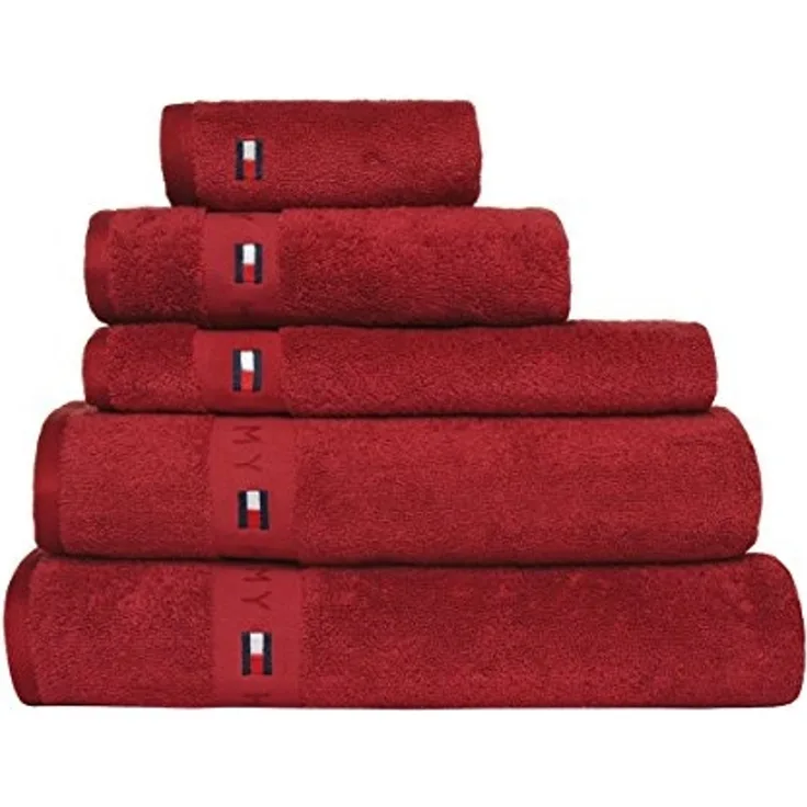 #1 Topseller Handtücher Tommy Hilfiger Duschtuch LEGEND, Red, Baumwolle (1-St)