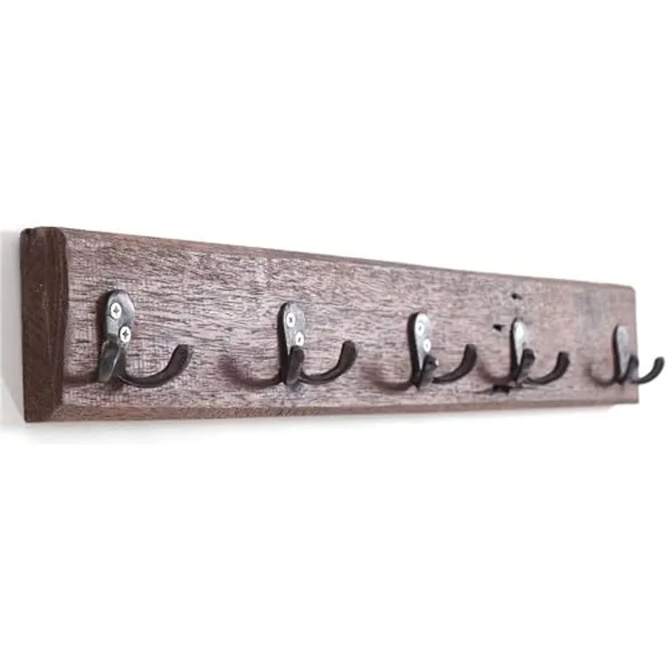 Garderobenleiste Cesta 60 Massivholz, 10 Haken braun