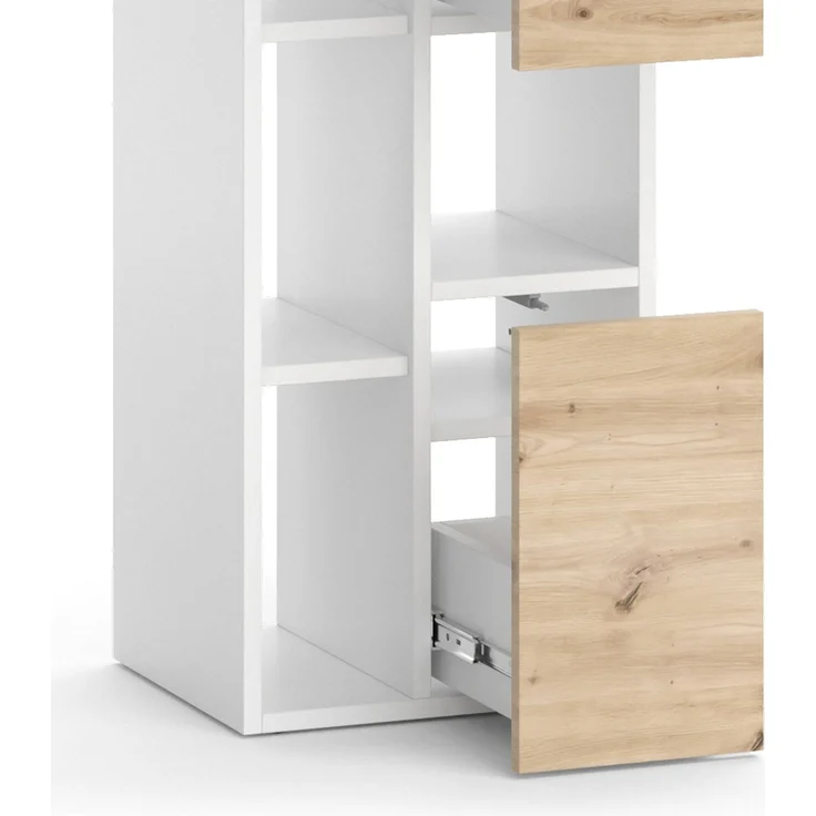 Badschrank Alf Weiß 36 x 117 cm mit 2 Schubladen Vicco – Bild 6