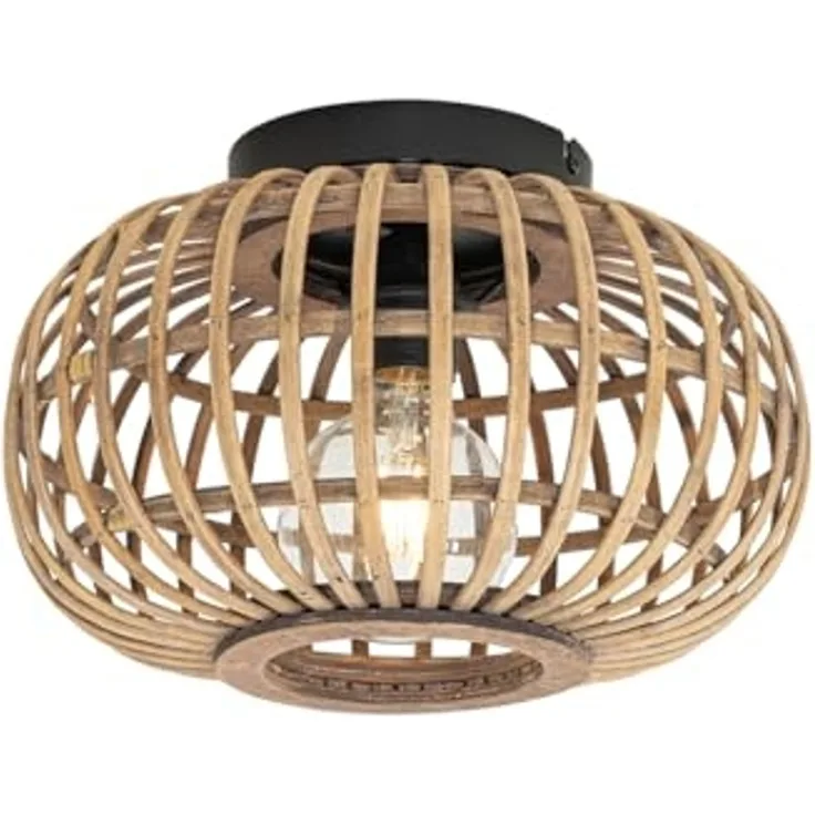 Qazqa Deckenleuchte Amira, ohne Leuchtmittel, E27, Naturel, Orientalisch, Bamboo, 1-flammig