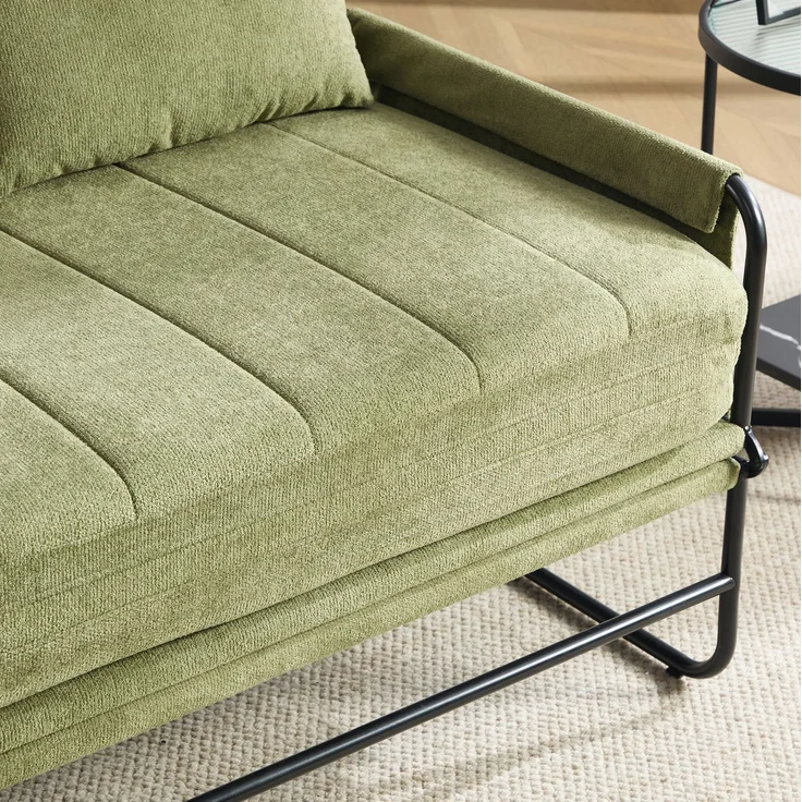 Schlafsofa aus Chenille, klappbar mit Seitentaschen, 104x85x92 cm, Olivgrün – Bild 8