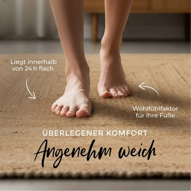carpetfine Teppich Nele Juteteppich Naturfaser, rechteckig, Höhe: 6 mm, geflochtener Wendeteppich aus 100% Jute, quadratisch und als Läufer – Bild 4