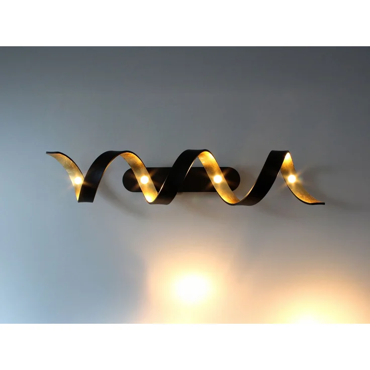 Ausgefallene LED Deckenlleuchte HELIX Schwarz / Gold, Breite 80cm – Bild 5