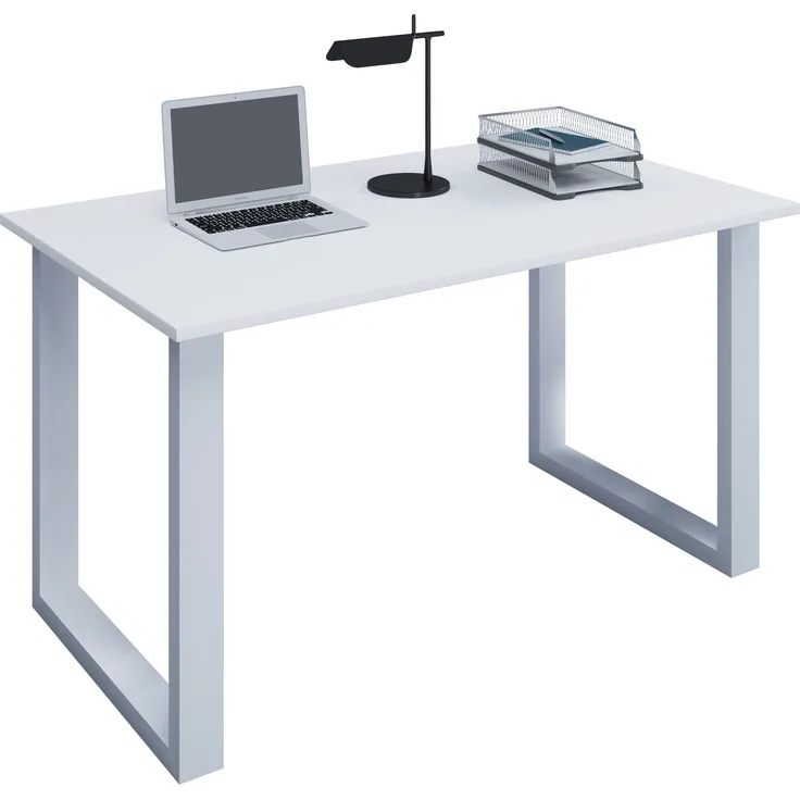 VCM Schreibtisch Lona 914650 Silber / Weiß H. 76 x B. 110 x T. 50 cm