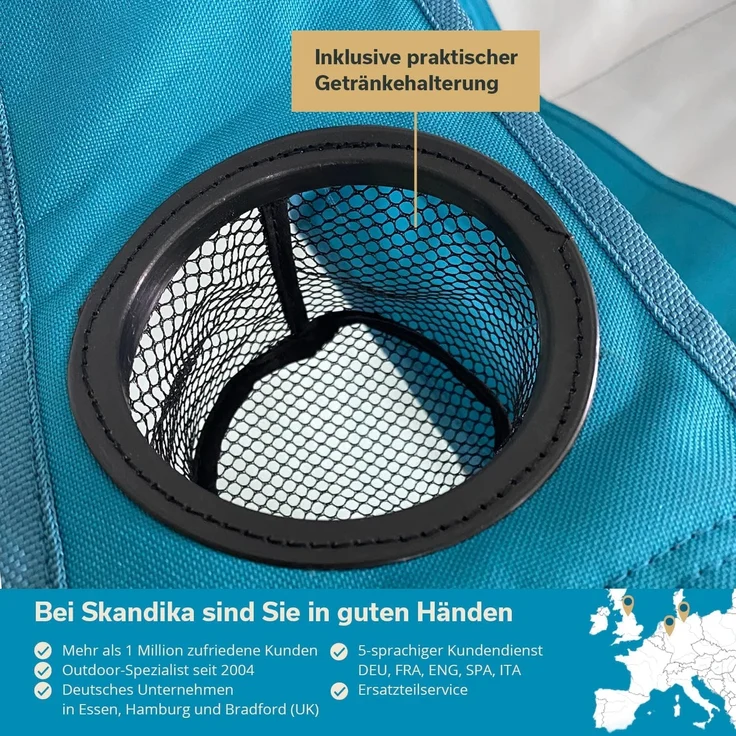 Skandika Campingstuhl, Faltstuhl mit Getränkehalter, Tragetasche und Breiten Armlehnen – Bild 6