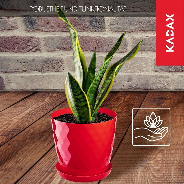 KADAX Kunststoff-Blumentopf mit Ständer, Blumentopf-Abdeckung, Blumen, 14 cm, Rot – Bild 3