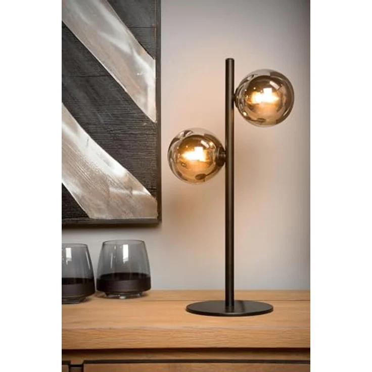 Lucide Tycho 45574/02/30, Retro Nachttischlampe aus Stahl und Echtglas mit zwei Lichtpunkten in unterschiedlichen Höhen – Bild 5