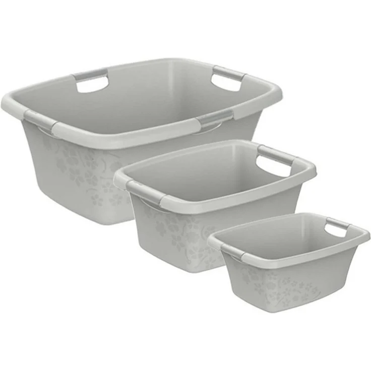 ROTHO Wäschewanne Flowers Wäschekorbset 3 tlg. 12l 25l 50l, Kunststoff (PP) BPA-frei (Wäschewannenset, Set 3-tlg), belastbare Tragegriffe – Bild 5